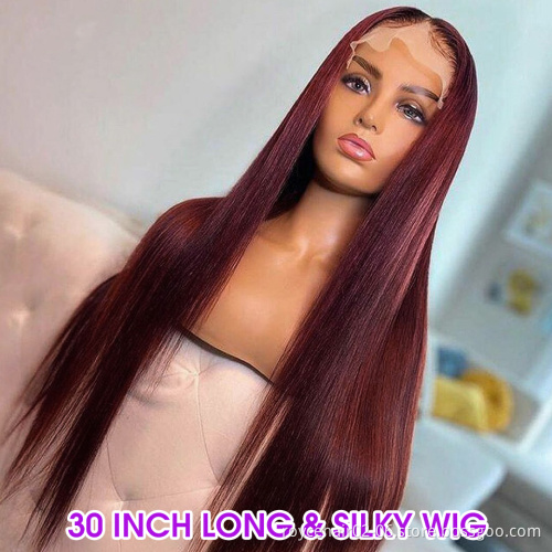 Red Ombre Hair Wigs Vendor,99j Burgundy Colored Mink Indian Human Hair Weave Cuticle Aligned Lace Closure Wig With Baby Hure Wig